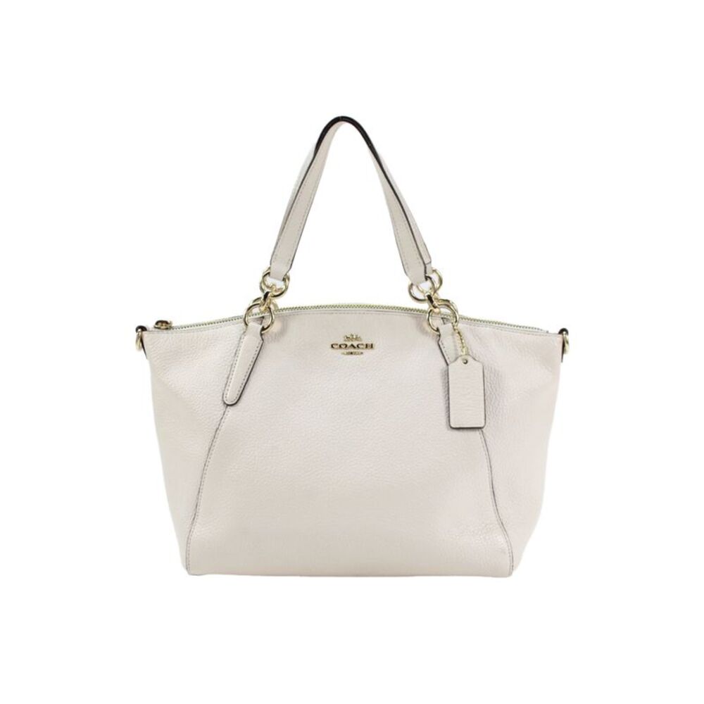 Coach Womens Small Kelsey Leather Zippered Satchel Handbag Cream
